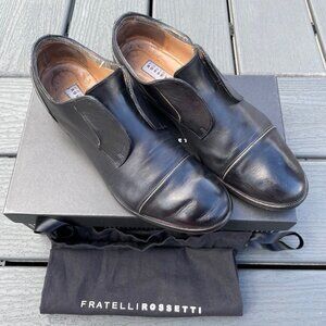 Fratelli Rossetti Black Leather Slip On Women's Oxford - Size 37.5 IT (7-7.5 US)